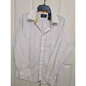 Nick(it) Men’s Multicolor Striped Long Sleeve 100% Cotton Shirt Size L